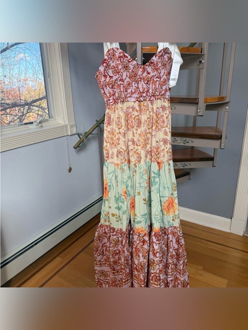 Free People Multi-Color Tiered Floral Maxi Dress